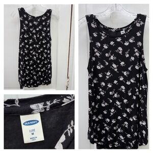 Old Navy Luxe‎ Black White Floral Sleeveless Tank Top Women's Size Medium